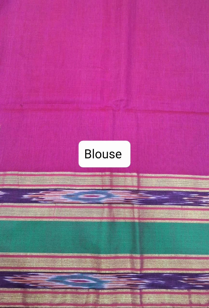 Rani Pink Khadhi Cotton Saree Blouse