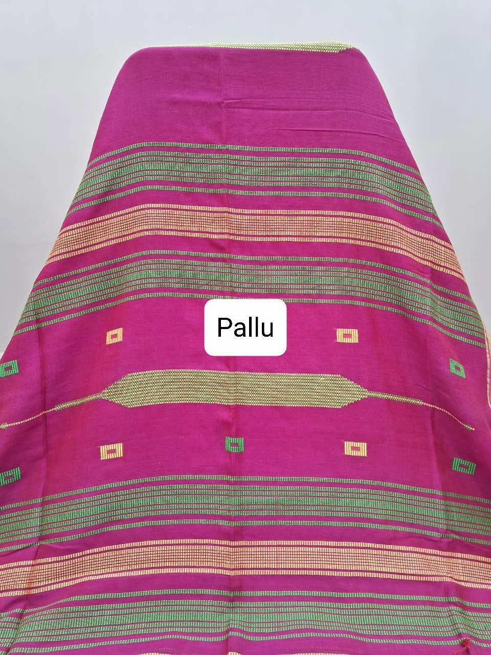 Rani Pink Khadhi Cotton Saree Pallu