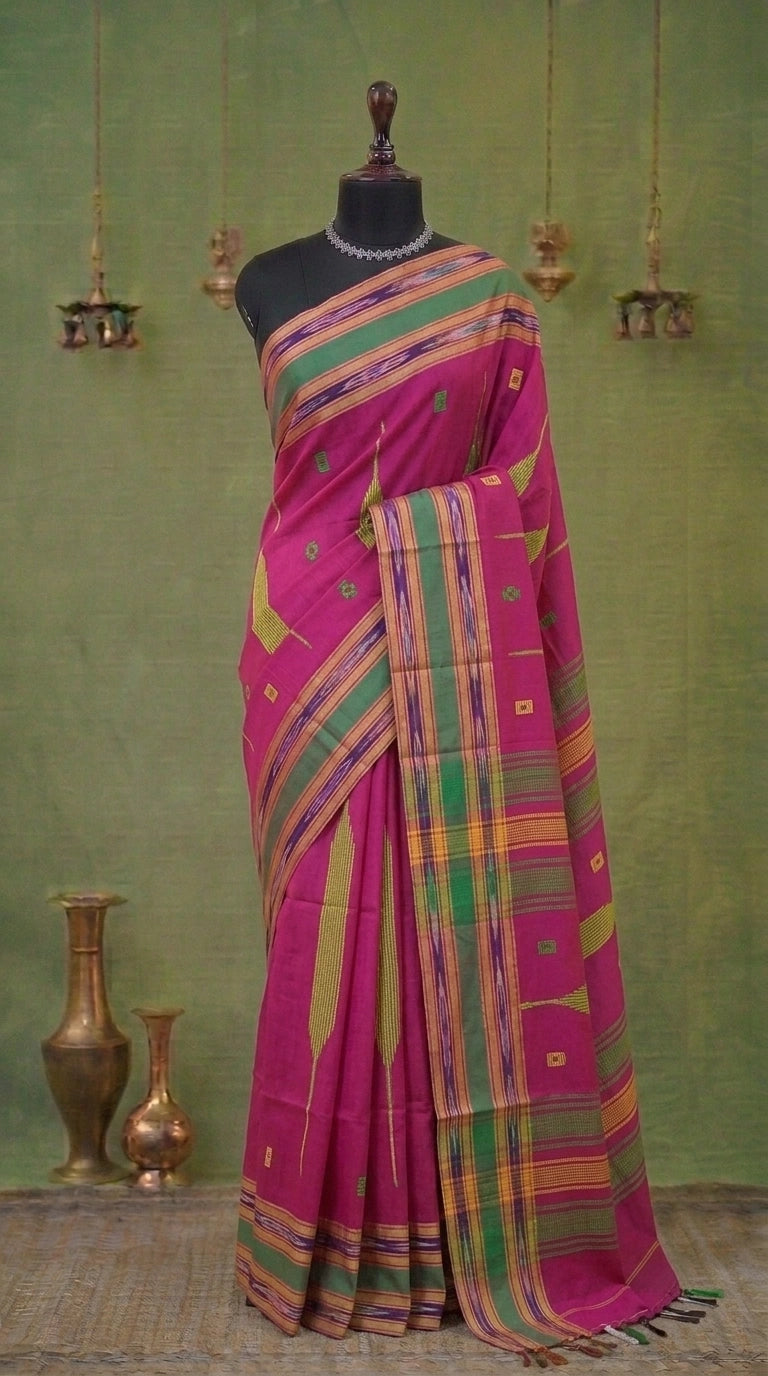 Rani Pink Khadhi Cotton Saree