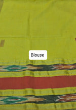 Lemon Yellow Pink Khadhi Cotton Saree Blouse