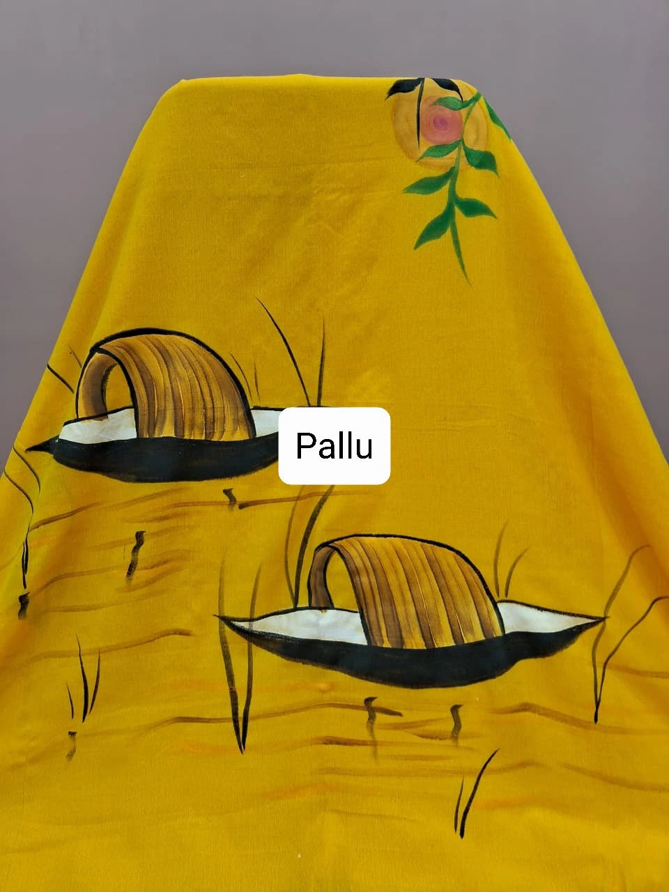 Yellow Khadhi Cotton Saree Pallu