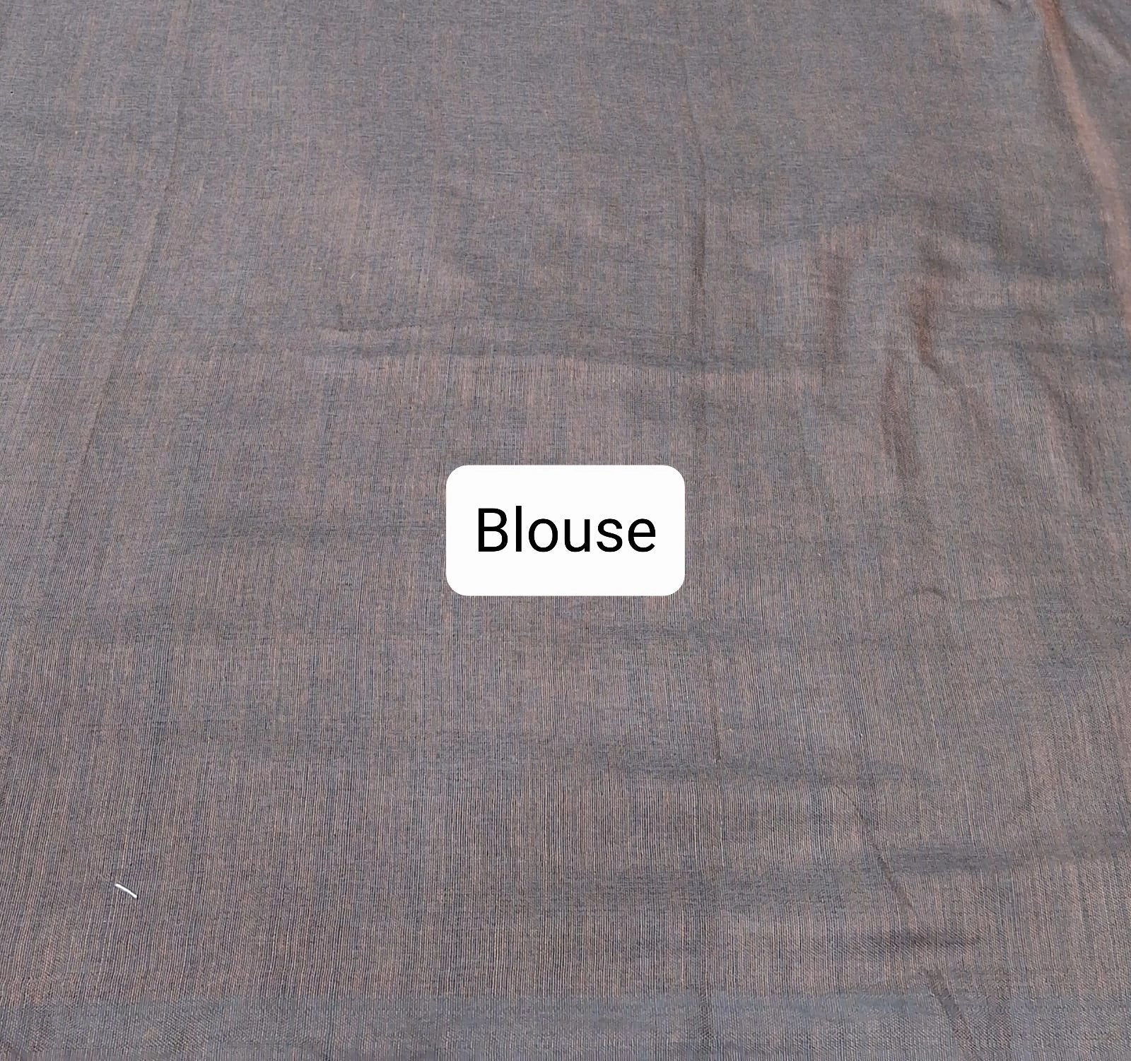 Charcoal Brown Khadhi Cotton Saree Blouse