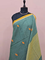 Olive Green Khadhi Cotton Saree 1