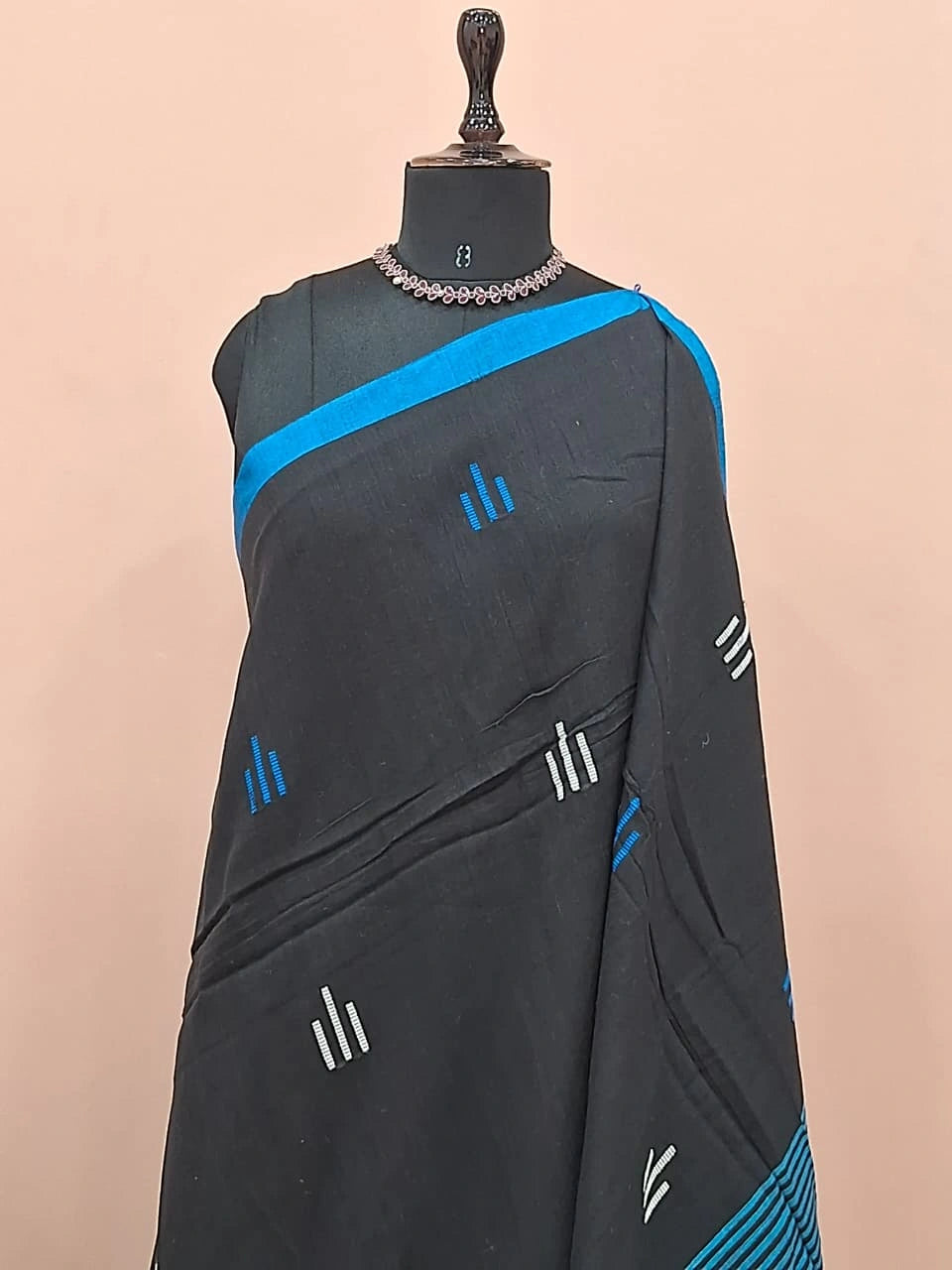 Black Khadhi Cotton Saree 1