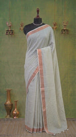 Off-white Khadi cotton saree 