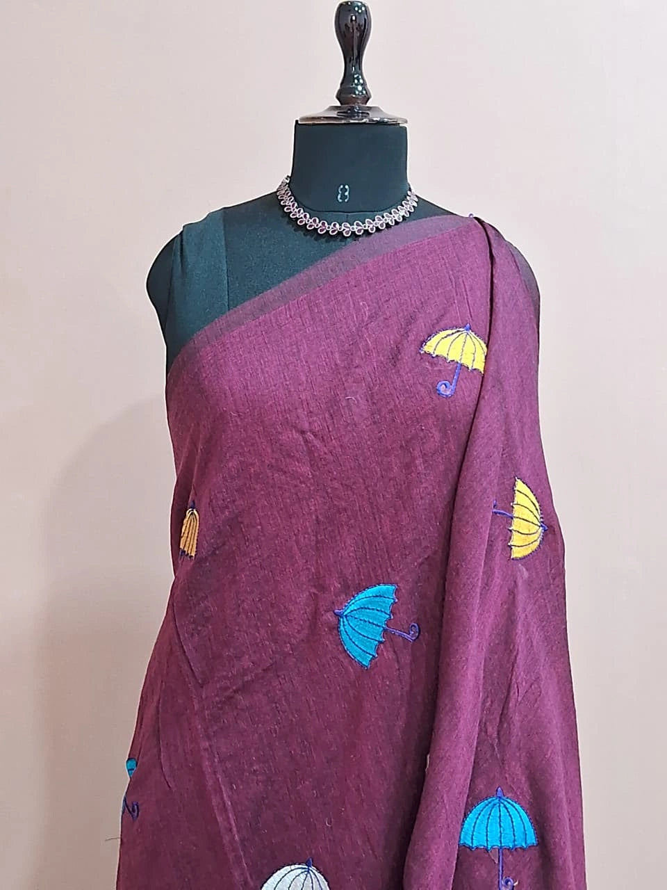 Deep Plum Khadhi Cotton Saree 1