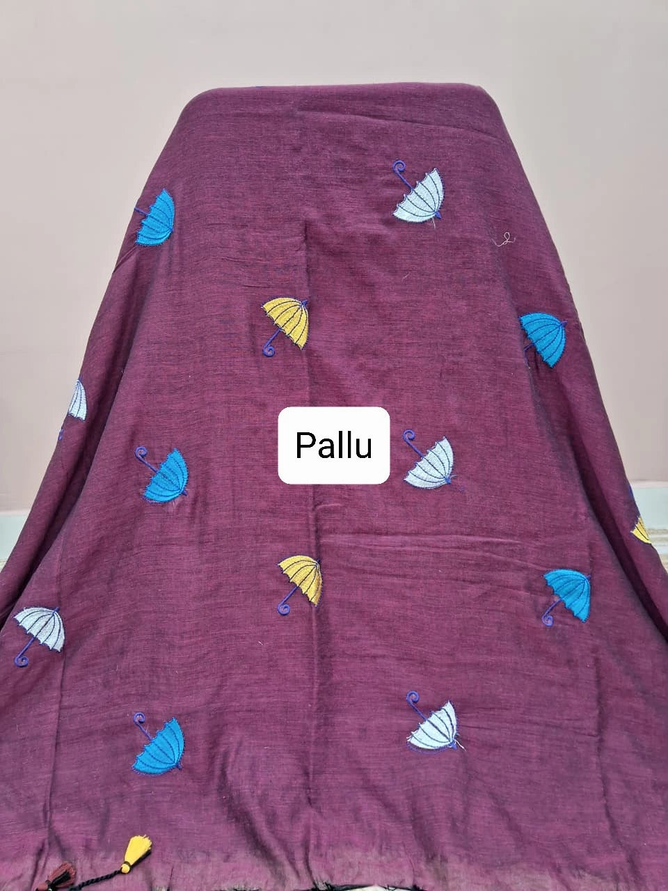 Deep Plum Khadhi Cotton Saree Pallu