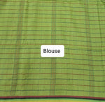 Lime Green Khadhi Cotton Saree Blouse