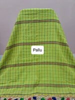 Lime Green Khadhi Cotton Saree Pallu