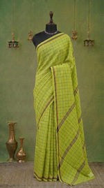 Lime Green Khadhi Cotton Saree 