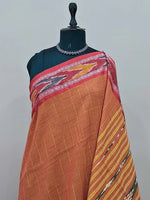 Rust Orange Khadhi Cotton Saree 1