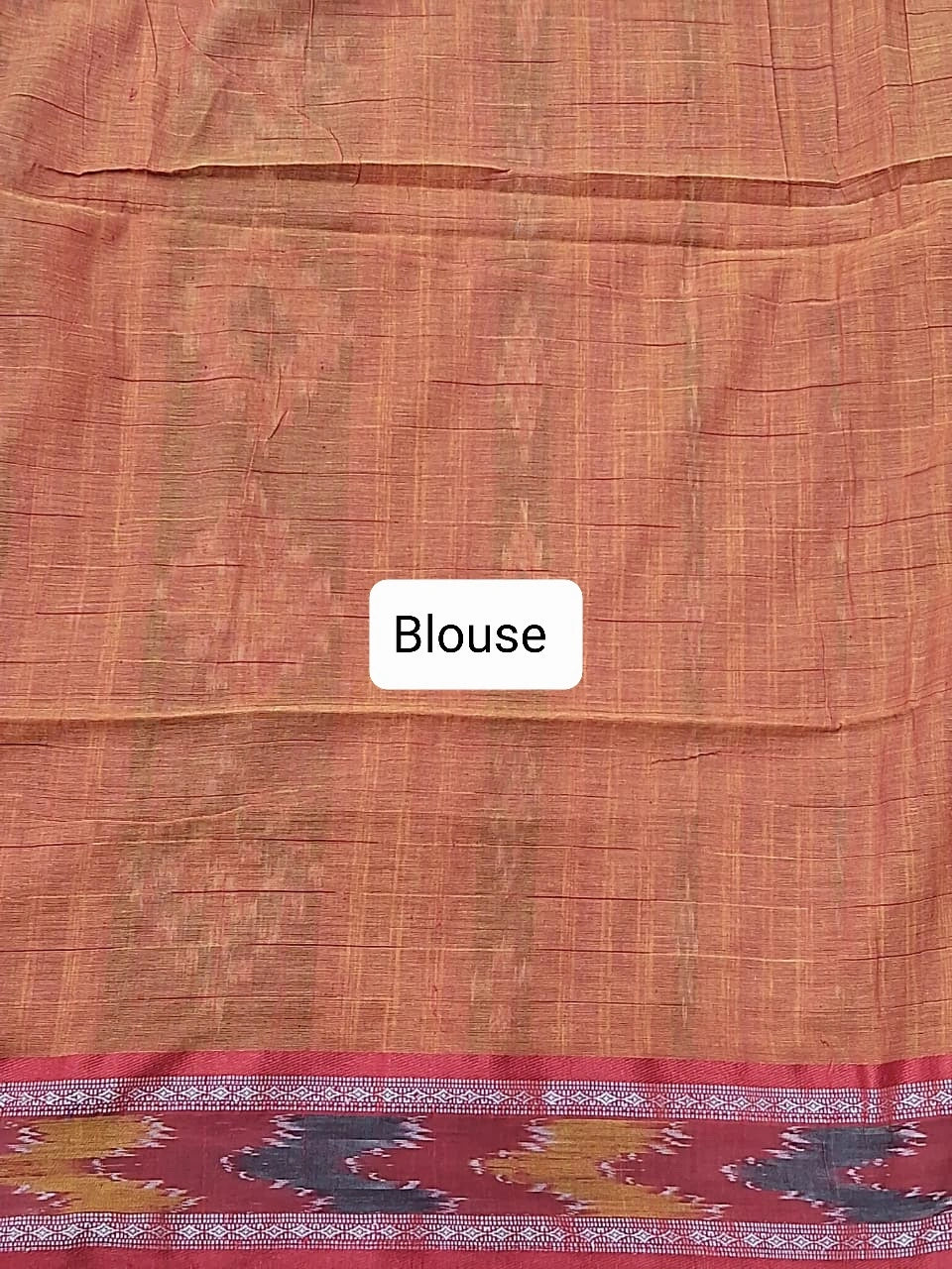 Rust Orange Khadhi Cotton Saree Blouse
