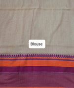 Cream plain Khadhi Cotton Saree Blouse