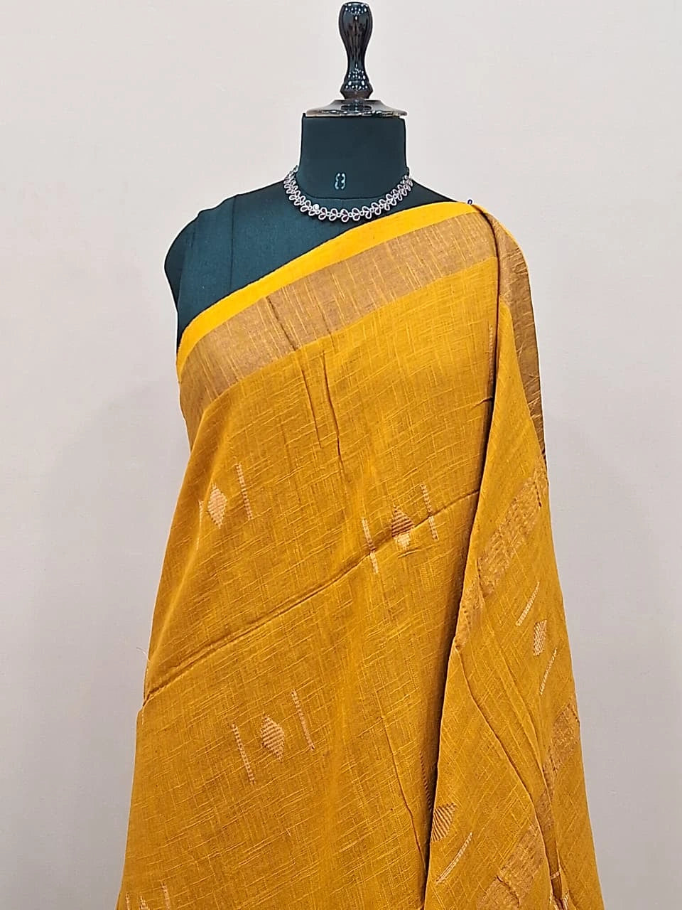 Mustard Yellow Khadhi Cotton Saree 1