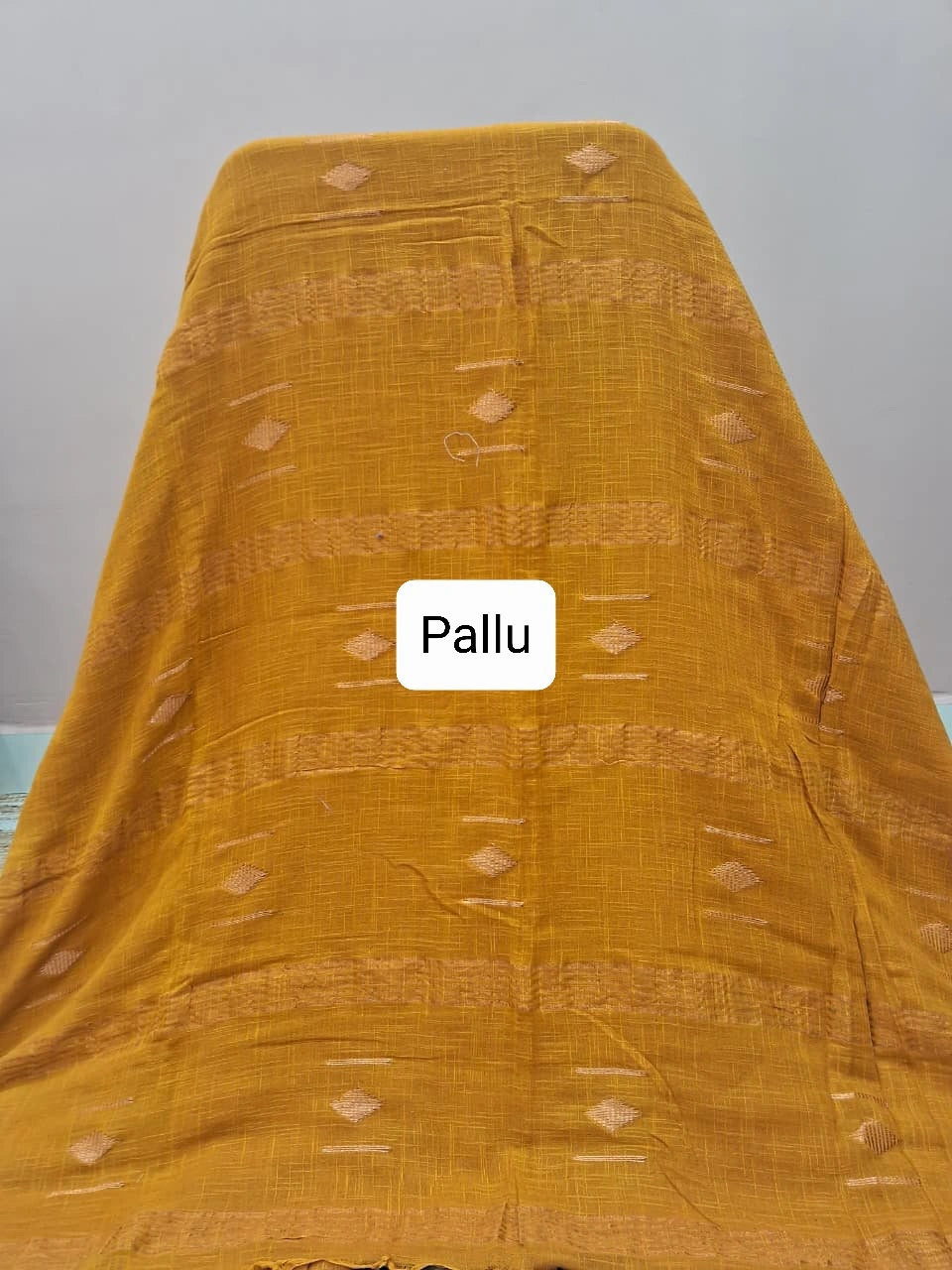 Mustard Yellow Khadhi Cotton Saree Pallu