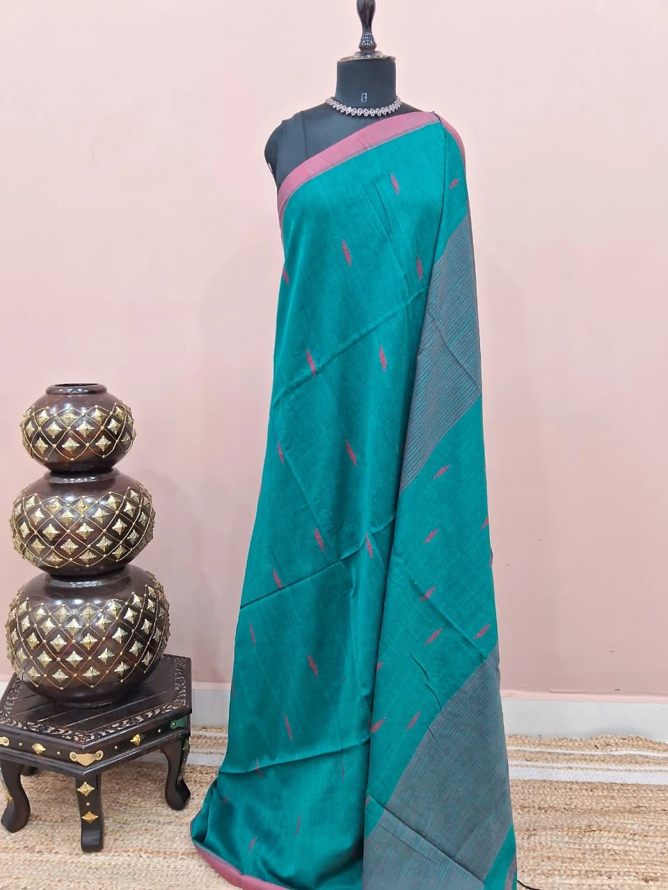 Sea Green Khadhi Cotton Saree
