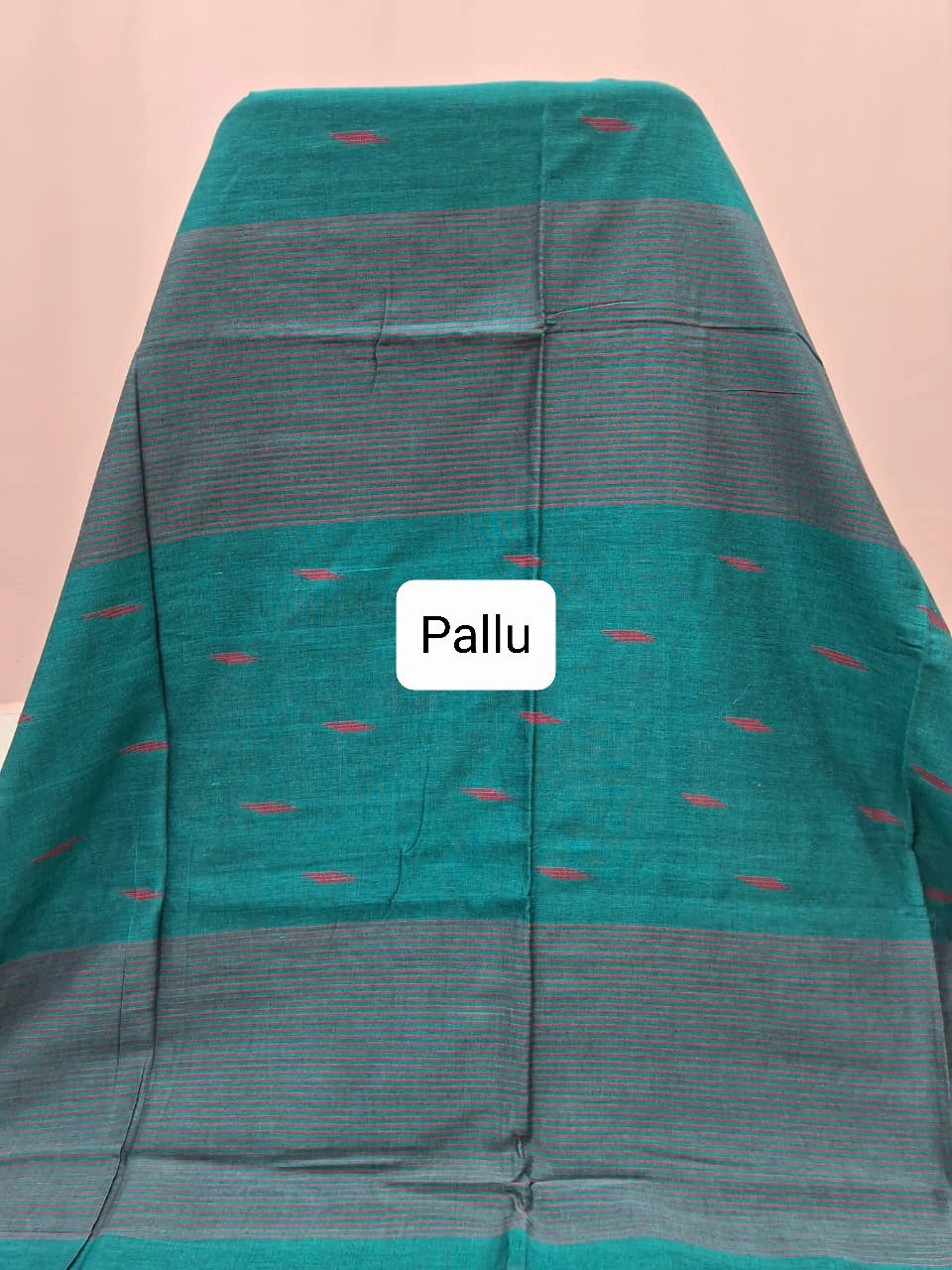Sea Green Khadhi Cotton Saree Pallu