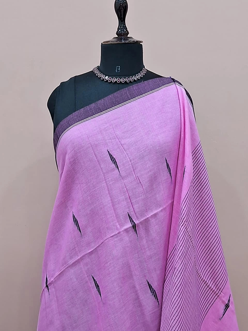 Baby Pink Khadhi Cotton Saree 1