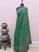 Bottle green khadhi cotton saree