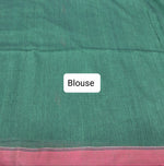 Bottle green khadhi cotton saree blouse