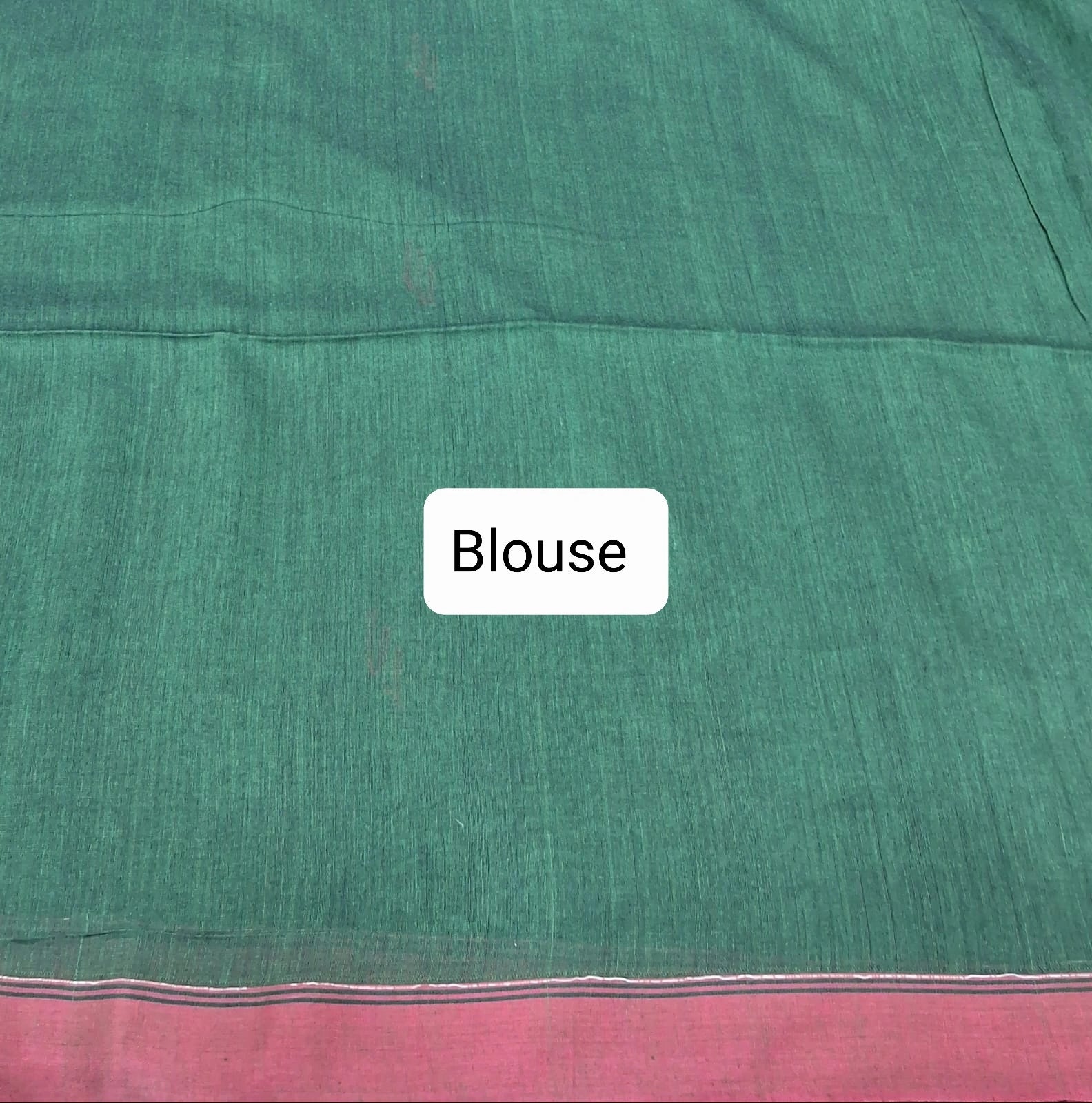Bottle green khadhi cotton saree blouse