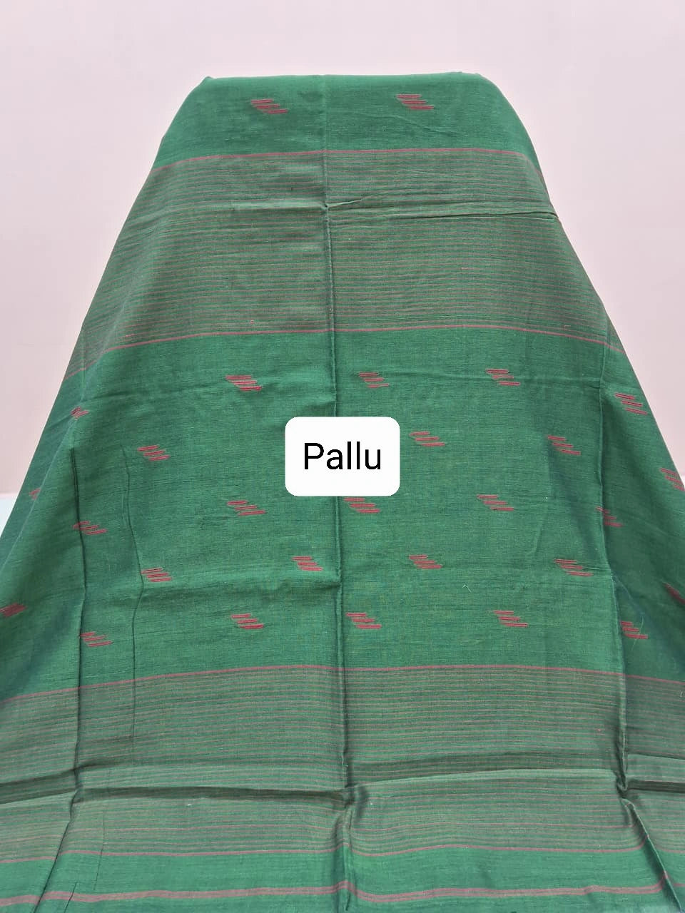 Bottle green khadhi cotton saree pallu