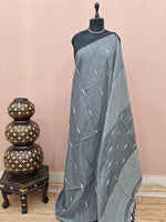 Slate Grey Khadhi Cotton Saree 