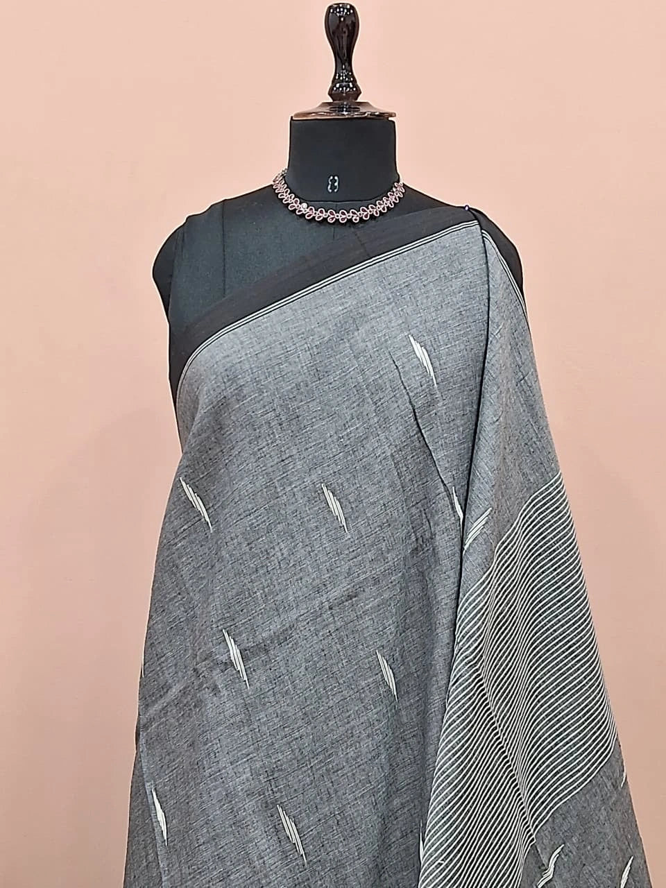 Slate Grey Khadhi Cotton Saree 1