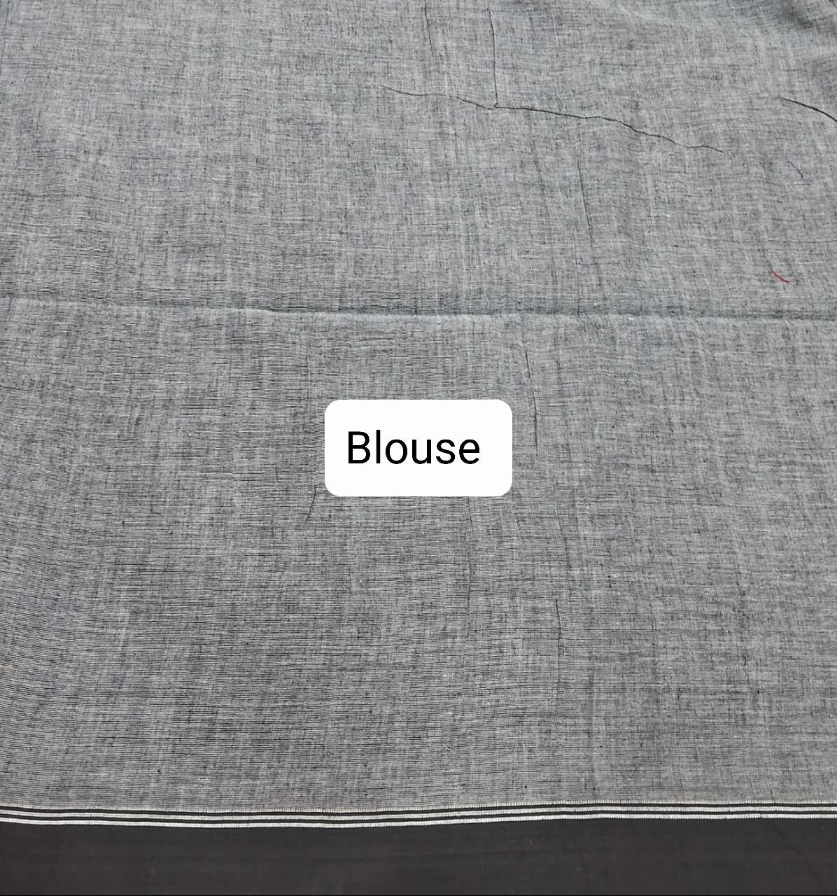 Slate Grey Khadhi Cotton Saree Blouse