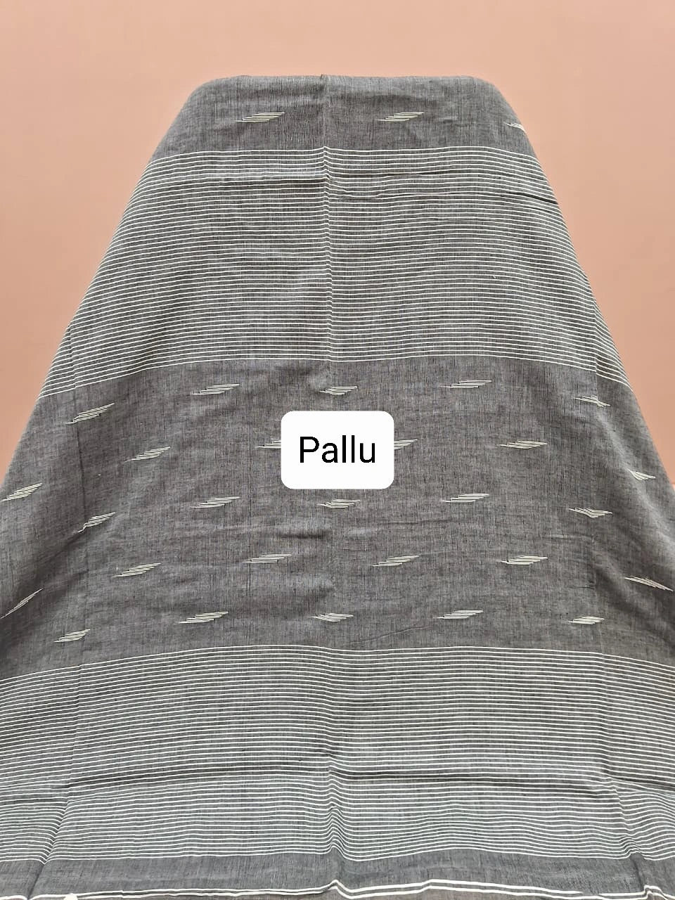 Slate Grey Khadhi Cotton Saree Pallu