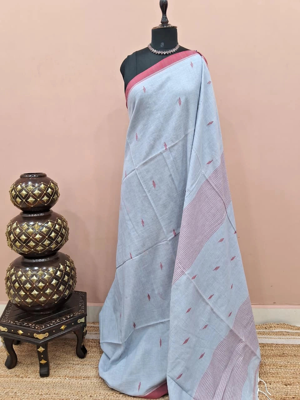 Ice Blue Khadhi Cotton Saree