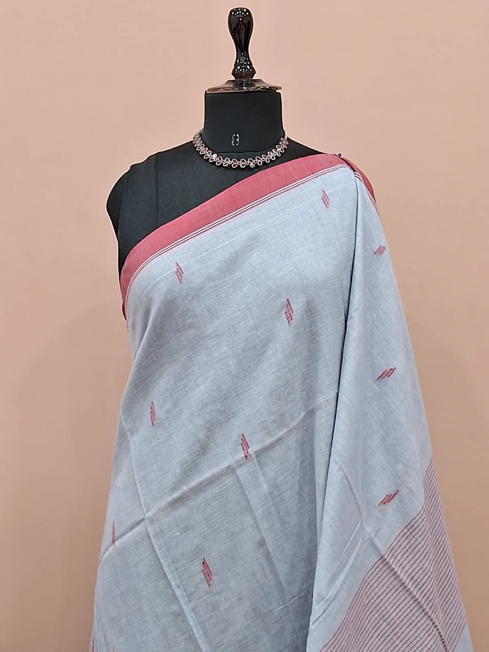 Ice Blue Khadhi Cotton Saree 1