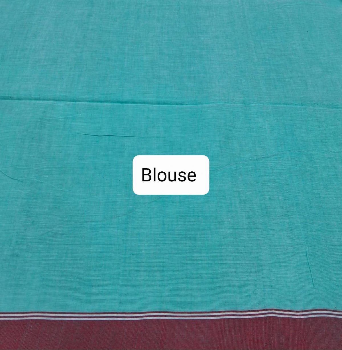 Aqua Blue Khadhi Cotton Saree Blouse