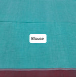 Aqua Blue Khadhi Cotton Saree Blouse