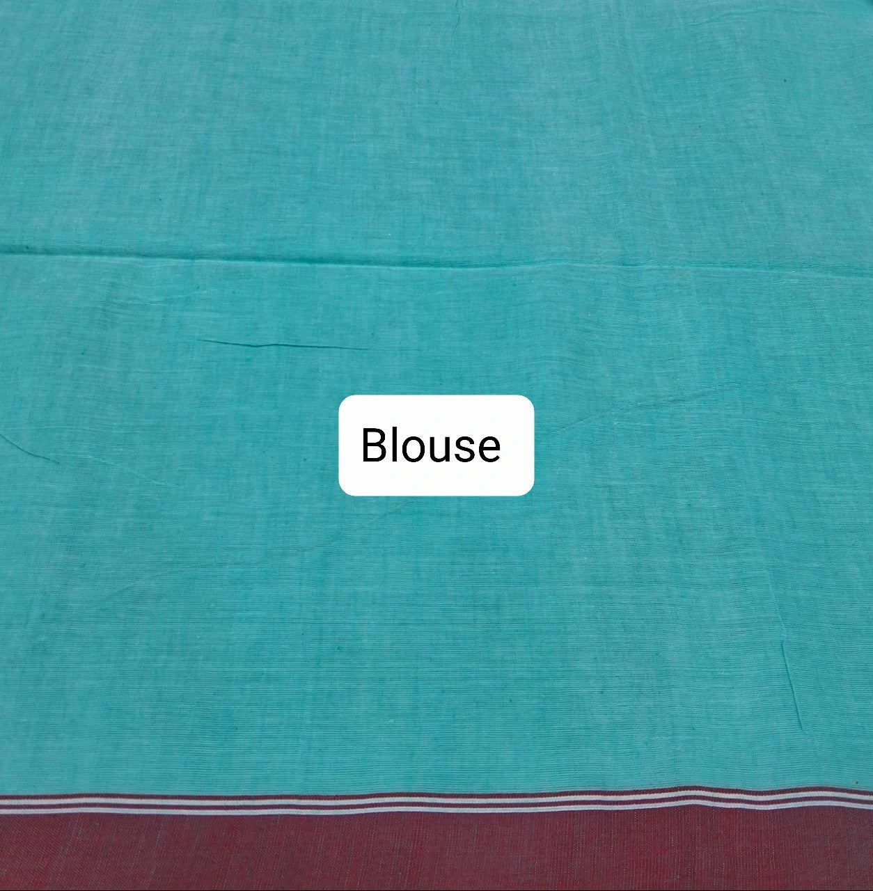 Aqua Blue Khadhi Cotton Saree Blouse