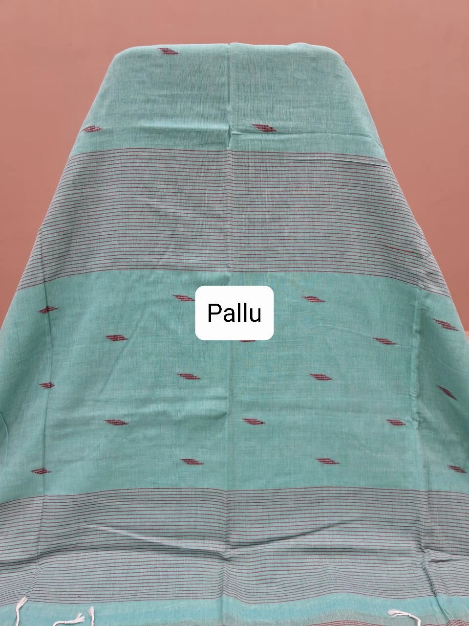Aqua Blue Khadhi Cotton Saree Pallu