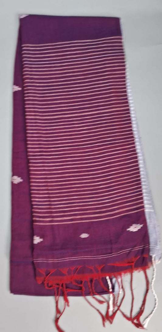 Purple Khadi Cotton Saree