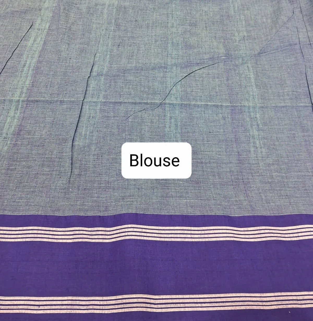 Sea Green Khadhi Cotton Saree Blouse