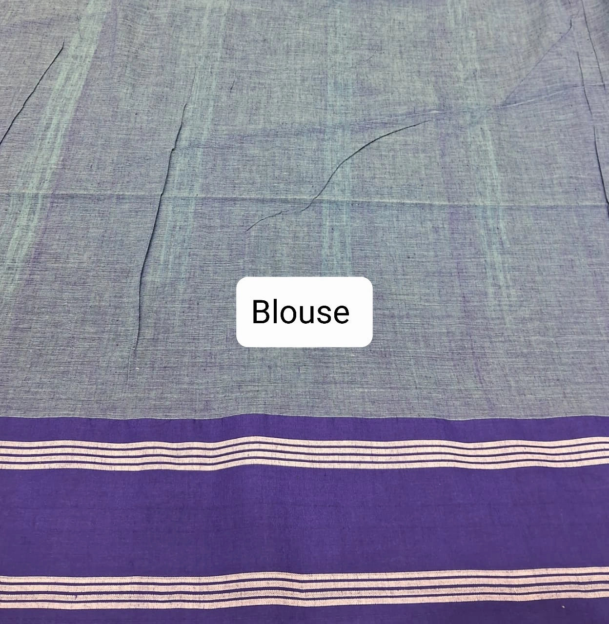 Sea Green Khadhi Cotton Saree Blouse
