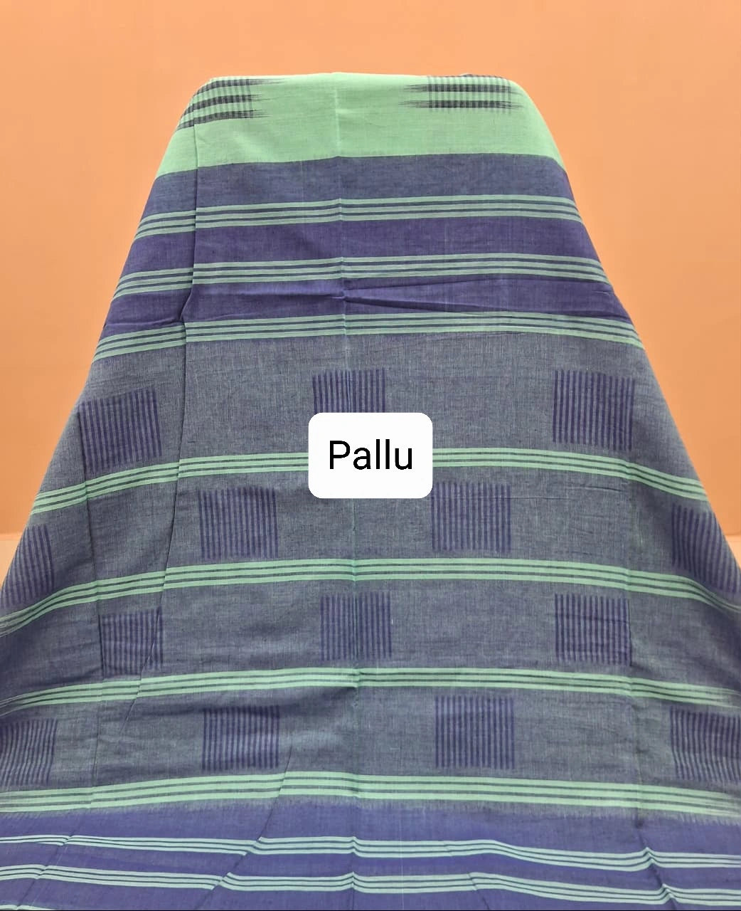 Sea Green Khadhi Cotton Saree Pallu