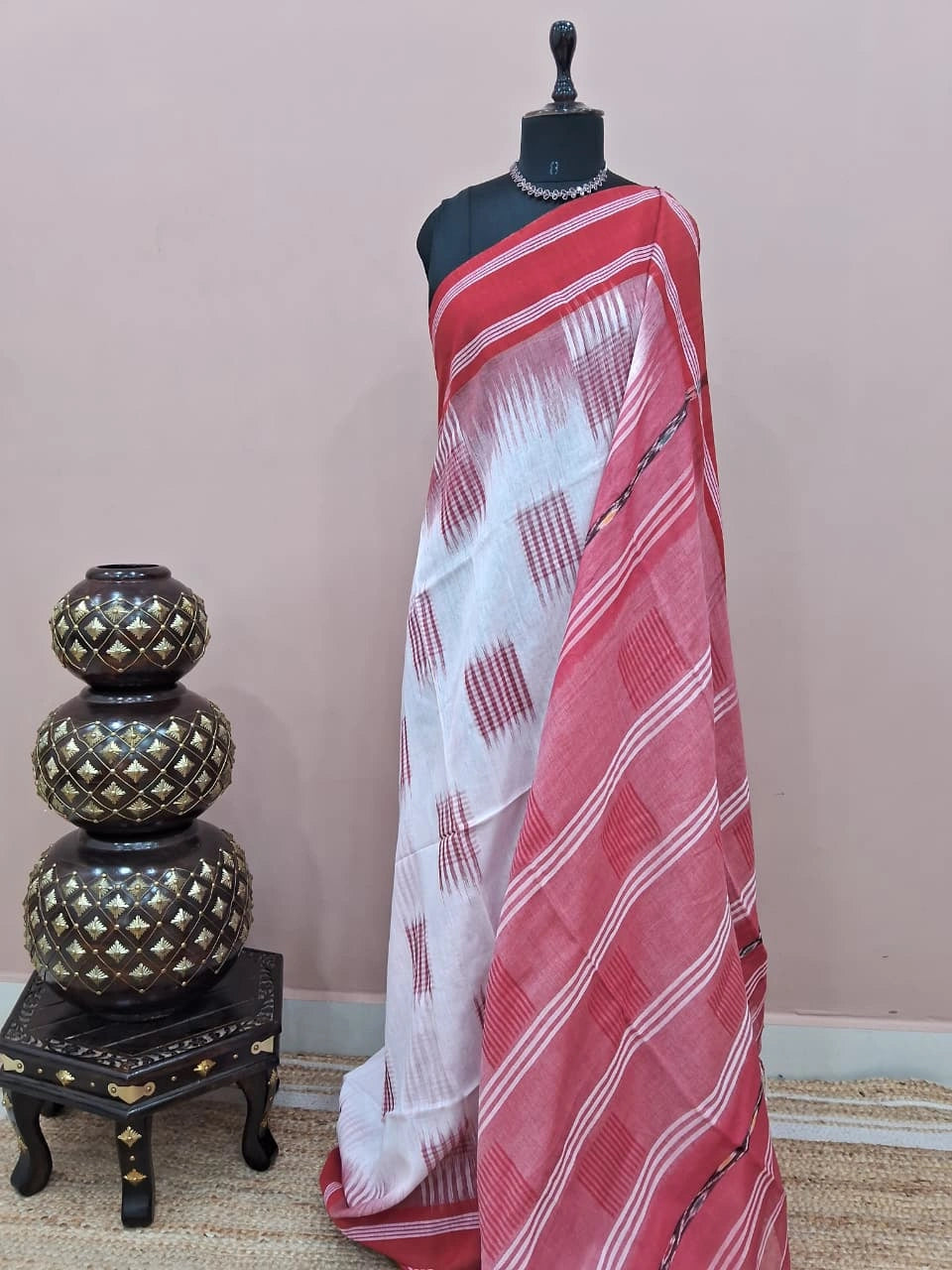 Off-White Khadi Cotton Saree