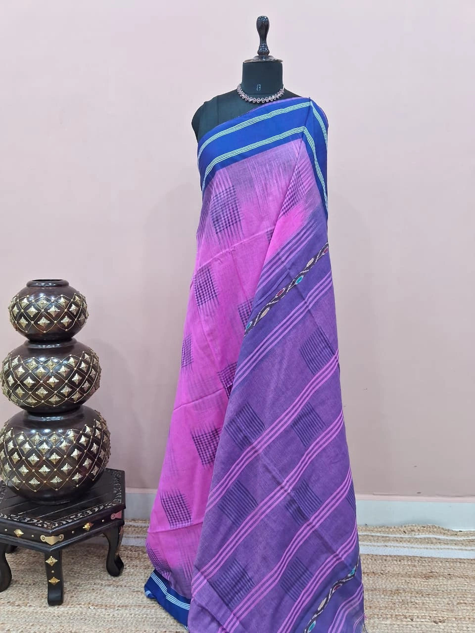 Mauve Pink Khadhi Cotton Saree