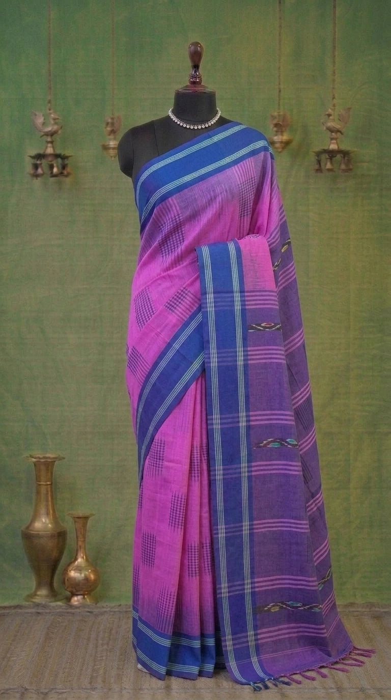 Mauve Pink Khadhi Cotton Saree