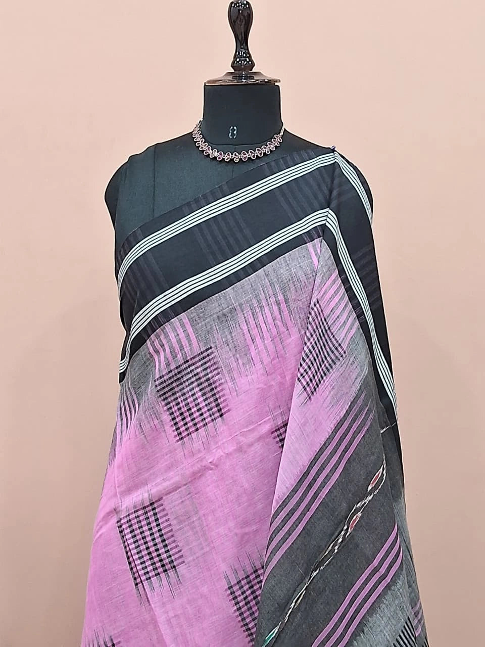 Candy Pink Khadhi Cotton Saree 1