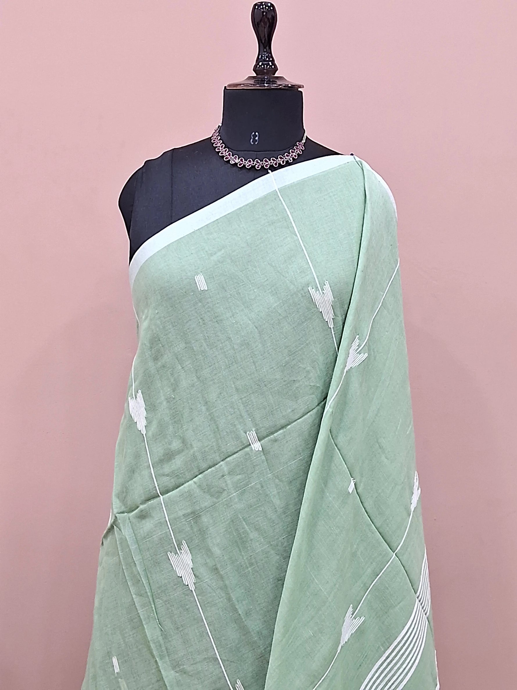 Seafoam Green Khadhi Cotton Saree 1