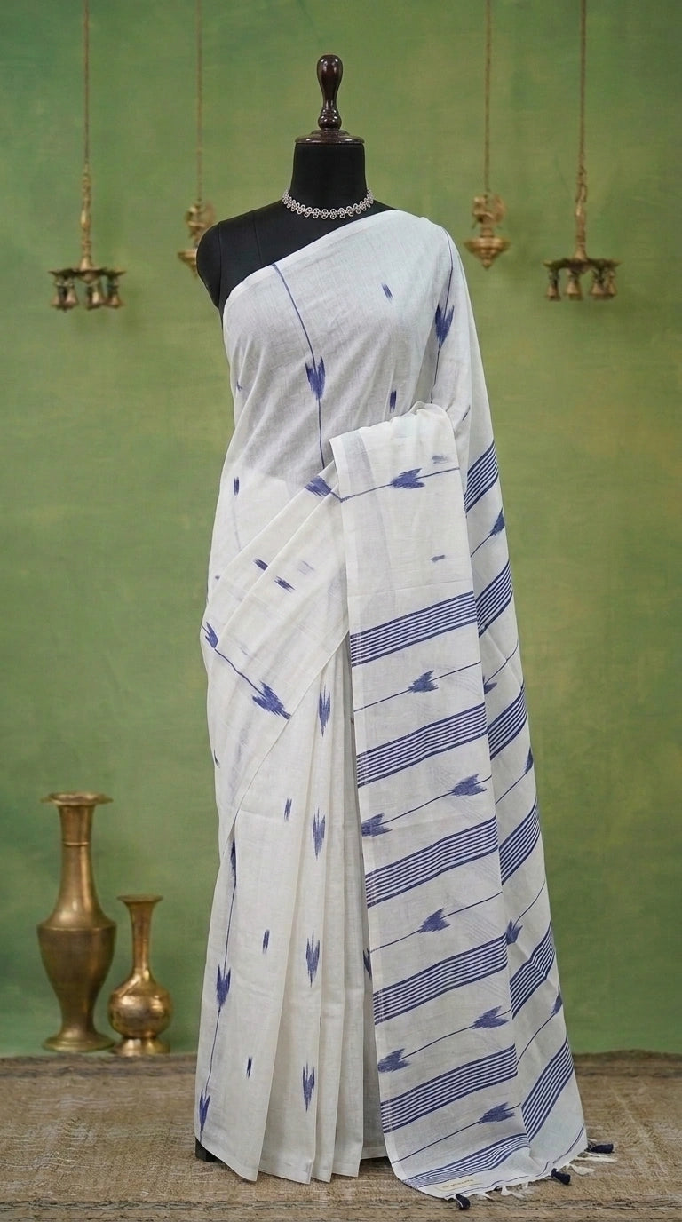 White Khadi Cotton Saree