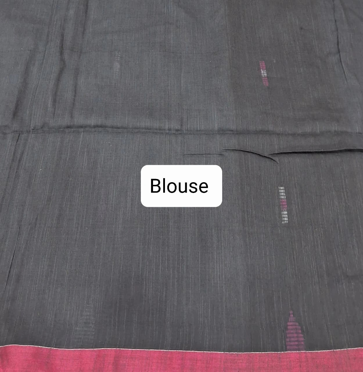 Black Khadhi Cotton Saree Blouse