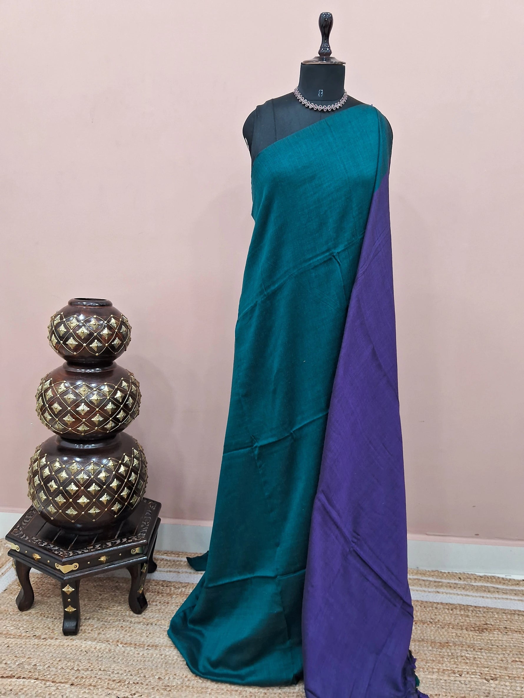Peacock Green Khadhi Cotton Saree