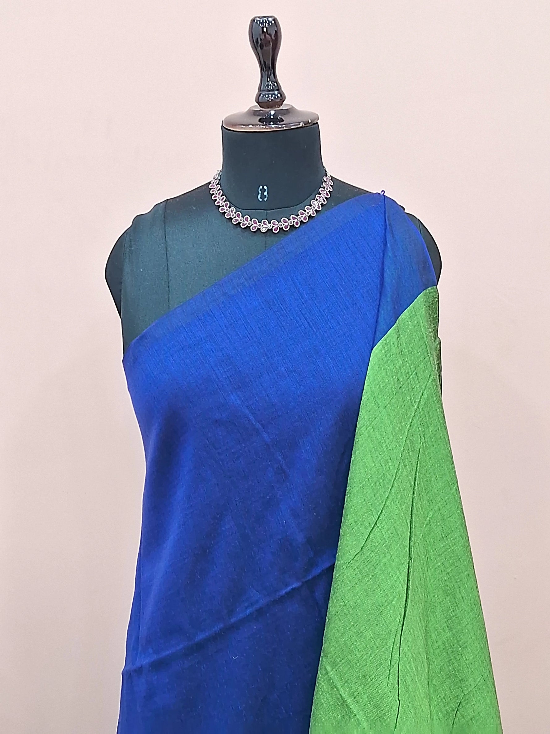 Royal Blue Khadhi Cotton Saree 1