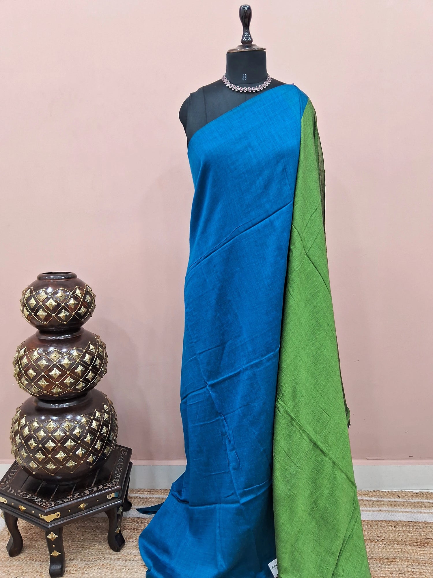 Peacock Blue Khadhi Cotton Saree 